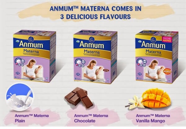 Sữa bầu Anmum có nhiều hương vị phù hợp với khẩu vị mẹ bầu